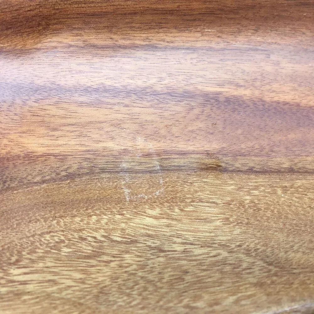 Vtg MCM 3 Hawaiian Kamani Carved Exotic Oblong Wood Bowls Scalloped 9” Divided